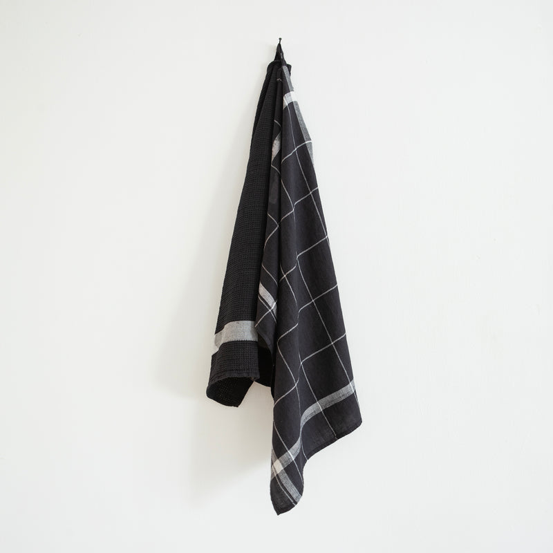 CHECK TEA TOWEL, BLACK