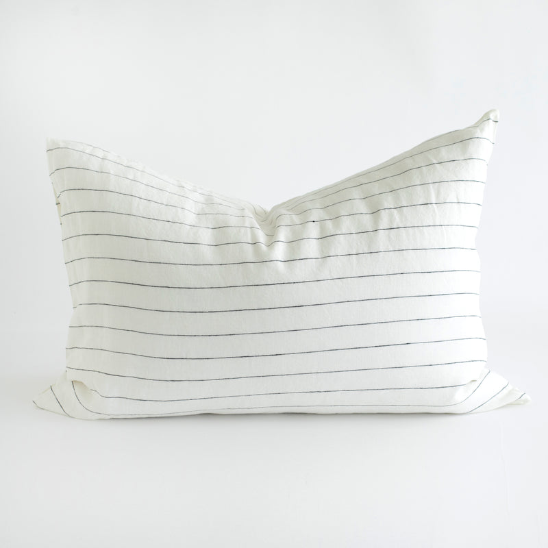 LINEN CLASSIC PILLOWCASES, BLACK STRIPES